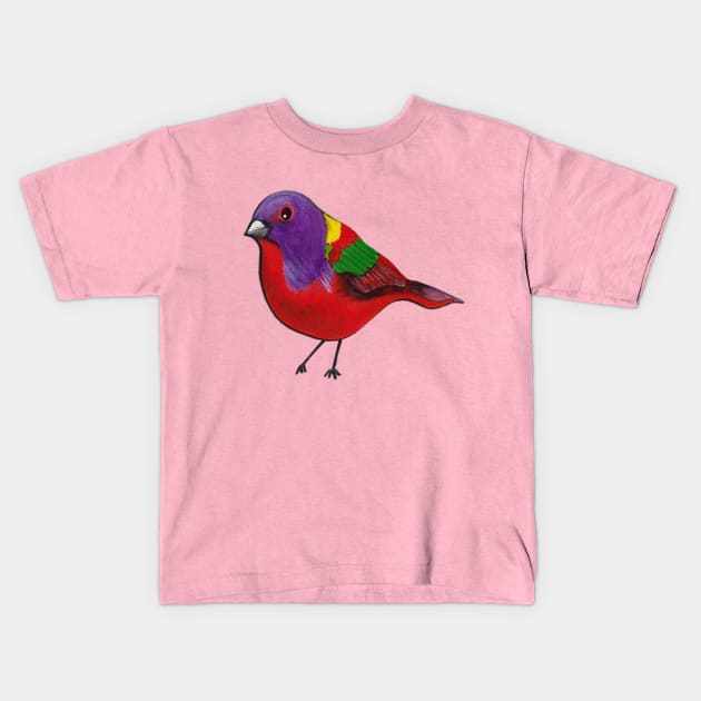 Painted bunting , cute bird Kids T-Shirt by PaintingsbyArlette